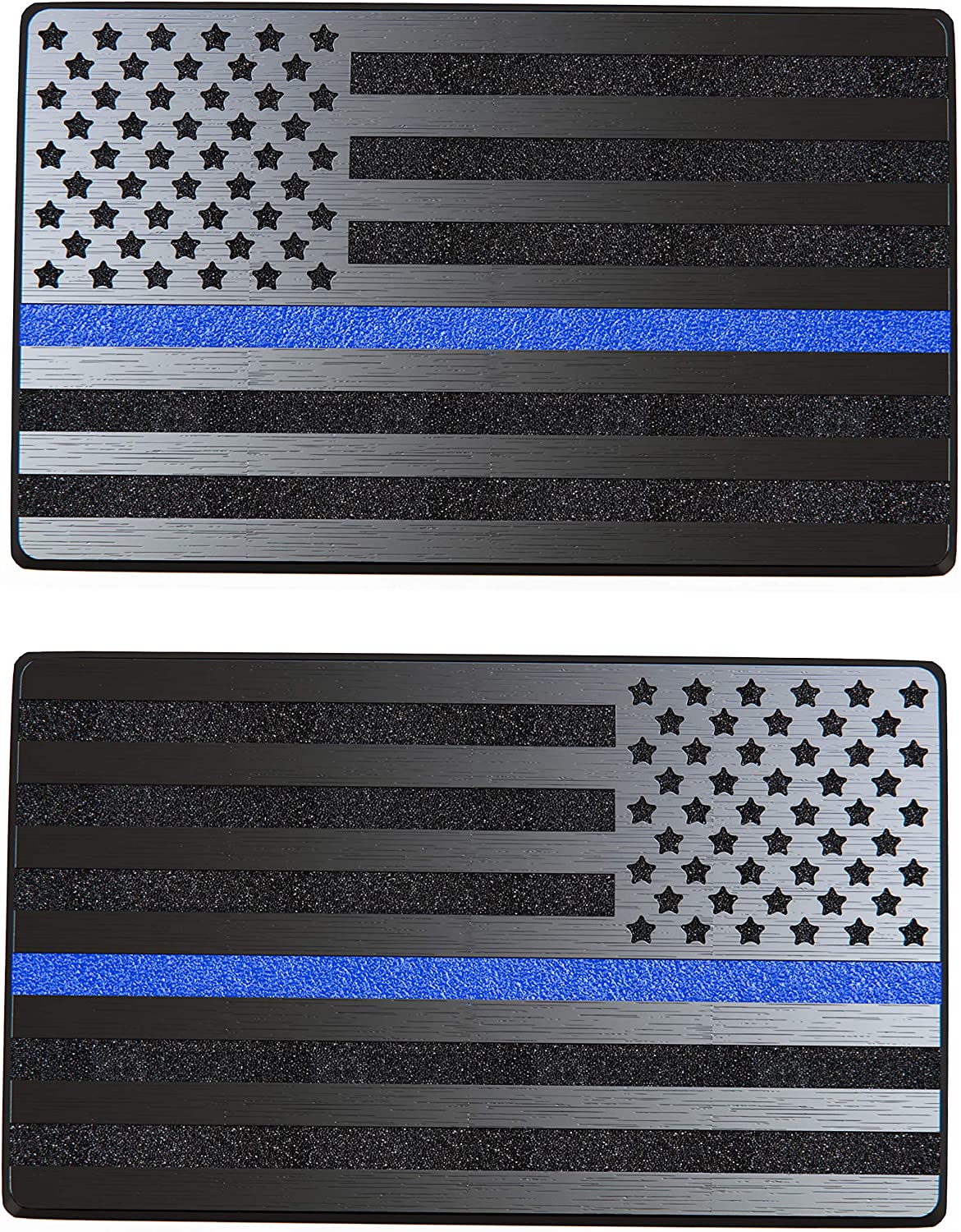 USA 3D Metal Flag Auto Emblem for Cars Trucks 2pcs Forward and Reverse Set (5"x3", Blue Line)