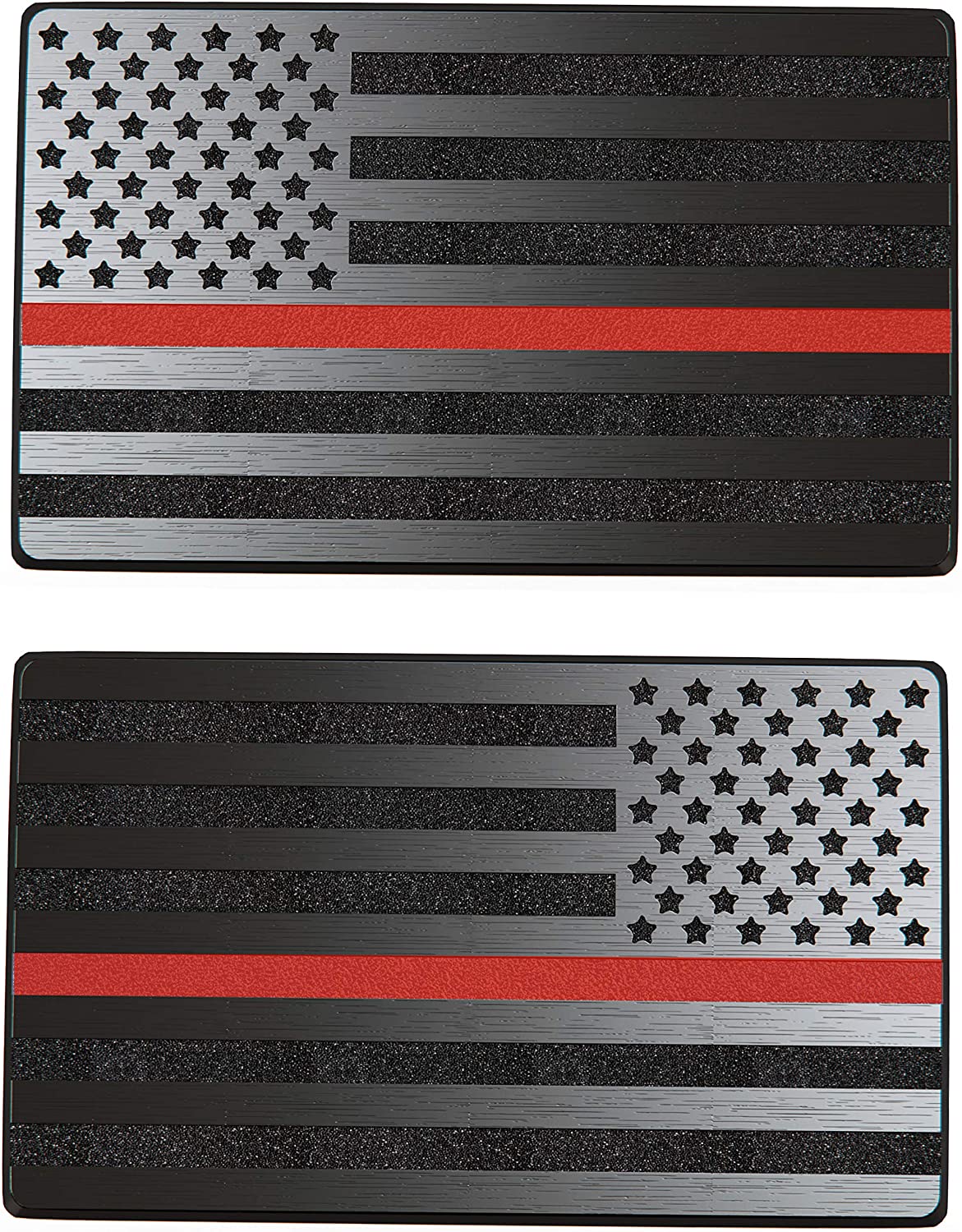 USA 3D Metal Flag Auto Emblem for Cars Trucks 2pcs Forward and Reverse Set (5"x3", Black & Red Line)