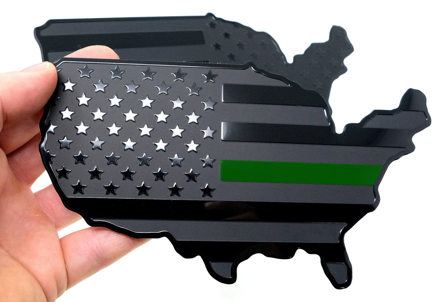 USA Metal Black Map Flag Forward and Reverse Fender Emblems for Cars Trucks (7"x4", Black)