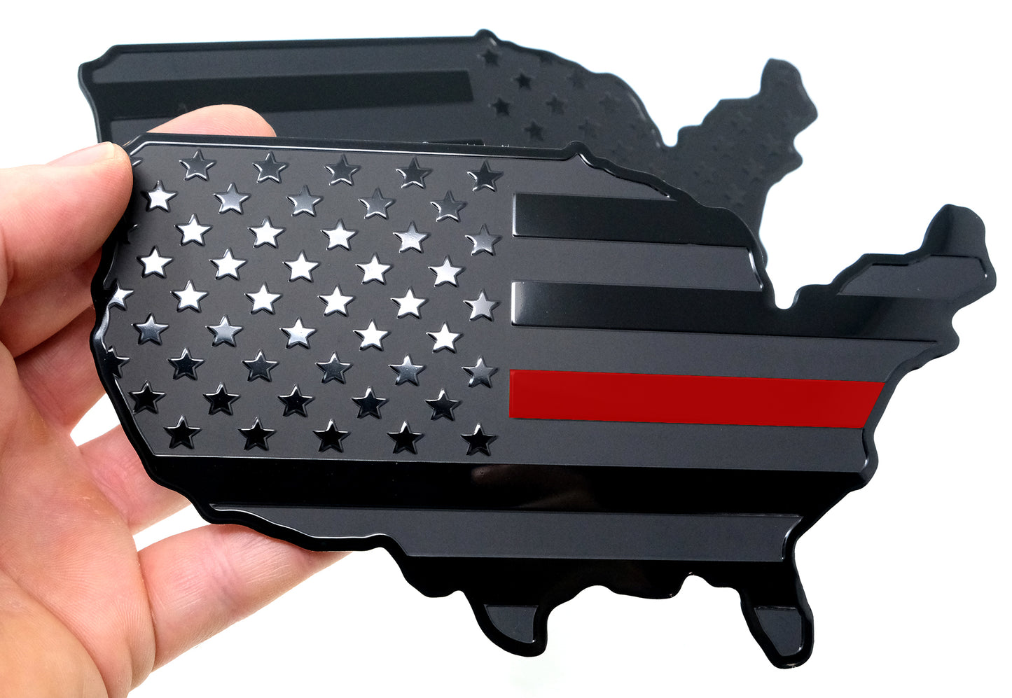 USA Metal Black Map Flag Forward and Reverse Fender Emblems for Cars Trucks (7"x4", Black)