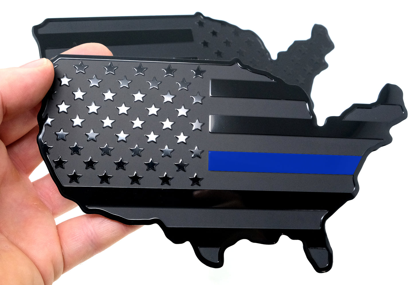 USA Metal Black Map Flag Forward and Reverse Fender Emblems for Cars Trucks (7"x4", Black)
