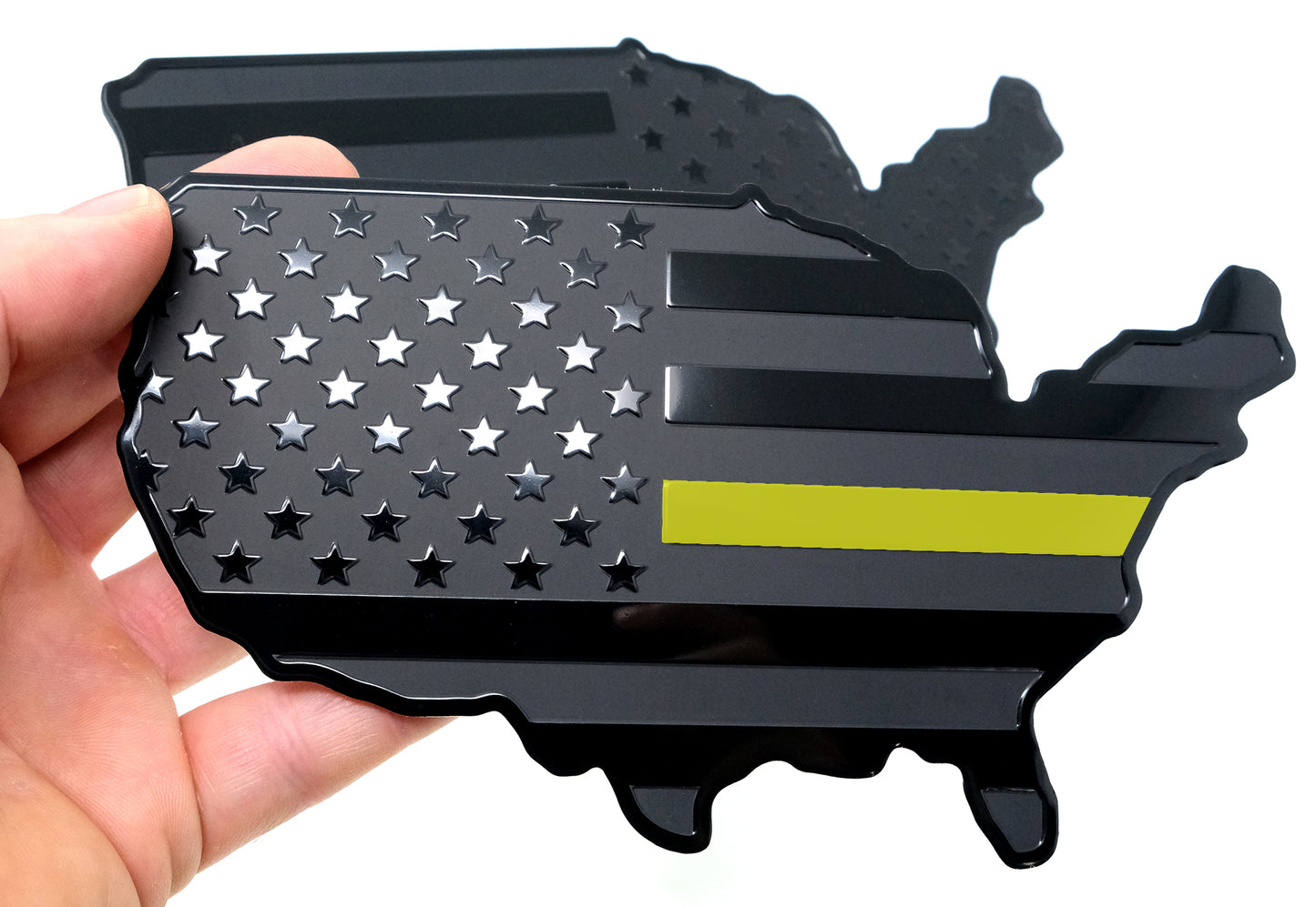 USA Metal Black Map Flag Forward and Reverse Fender Emblems for Cars Trucks (7"x4", Black)