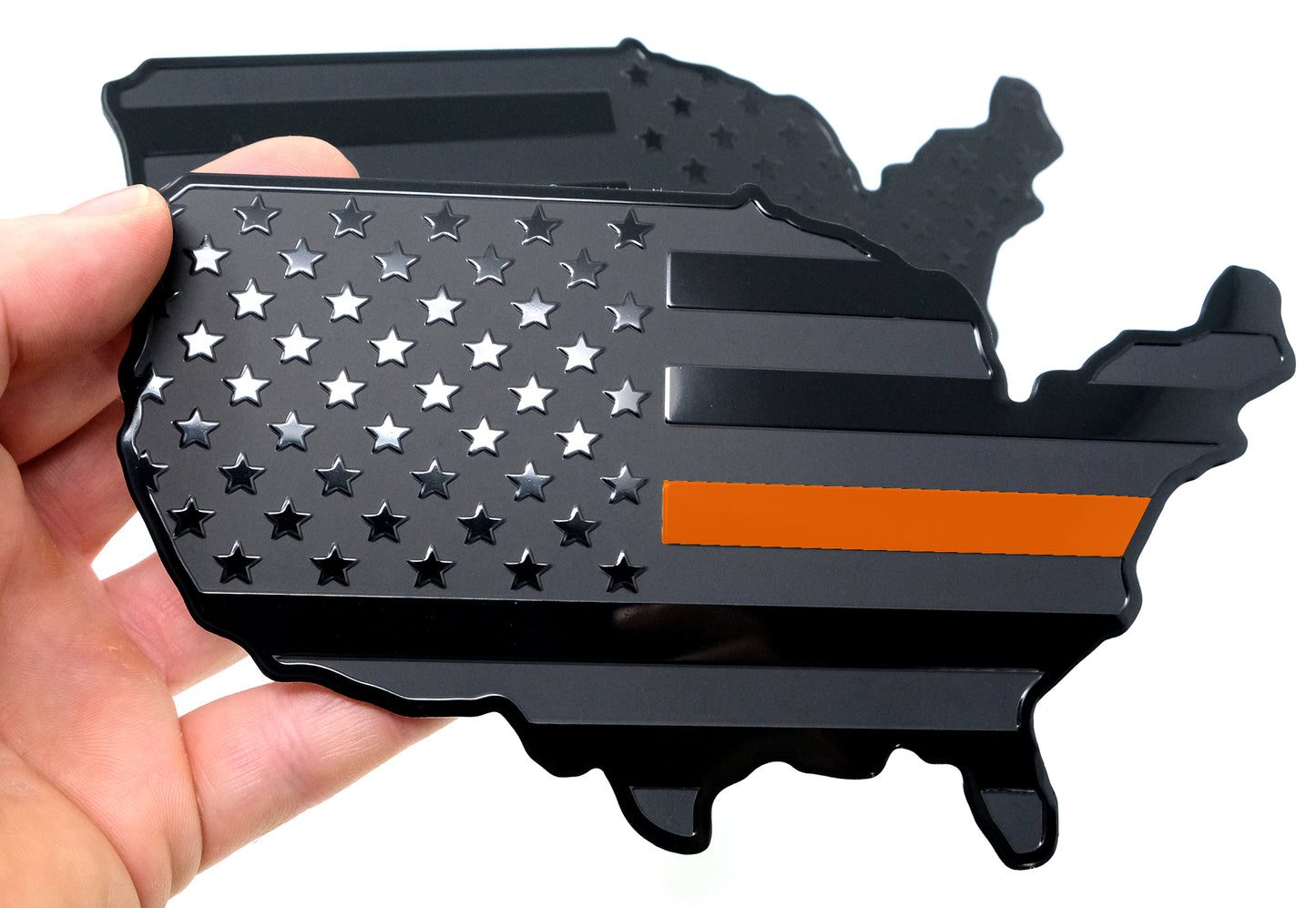 USA Metal Black Map Flag Forward and Reverse Fender Emblems for Cars Trucks (7"x4", Black)