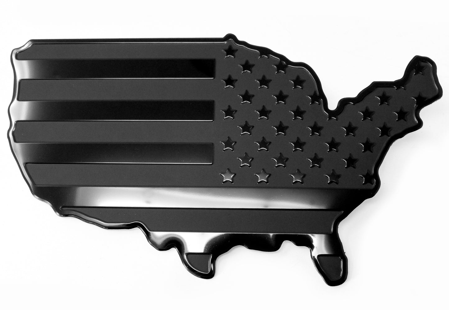 USA Metal Black Map Flag Forward and Reverse Fender Emblems for Cars Trucks (7"x4", Black)