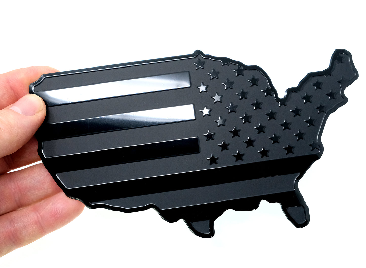 USA Metal Black Map Flag Forward and Reverse Fender Emblems for Cars Trucks (7"x4", Black)