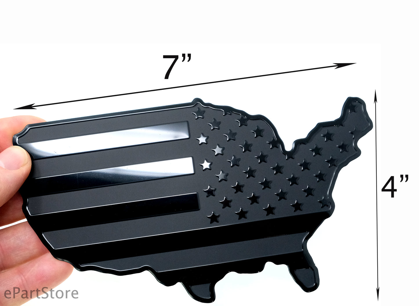 USA Metal Black Map Flag Forward and Reverse Fender Emblems for Cars Trucks (7"x4", Black)