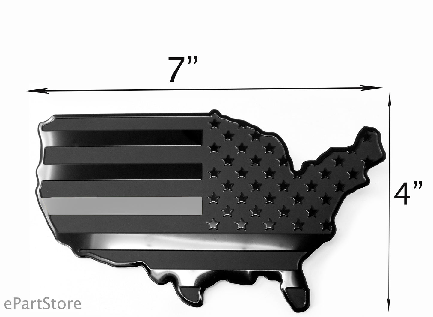 USA Metal Black Map Flag Forward and Reverse Fender Emblems for Cars Trucks (7"x4", Black)