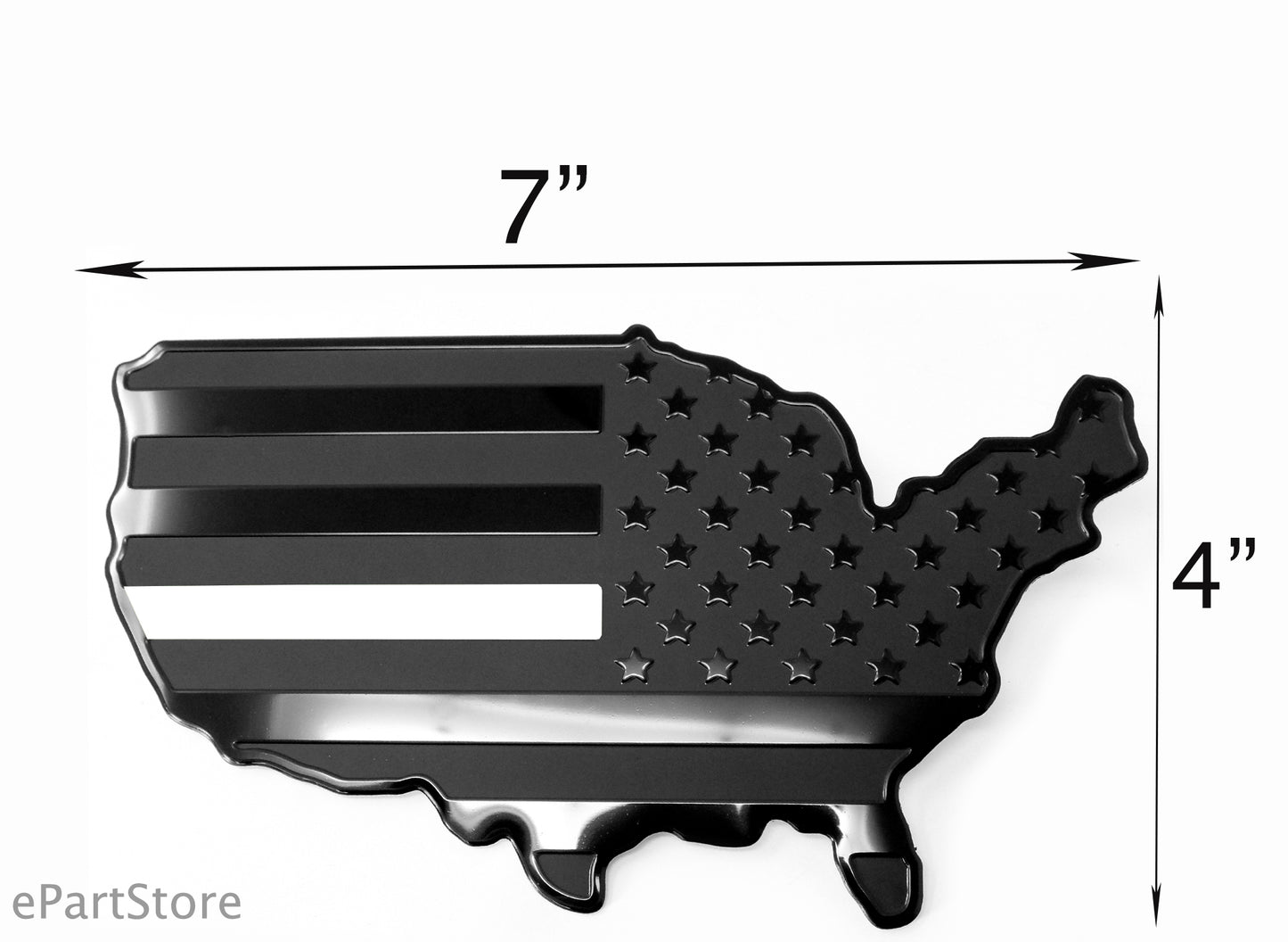 USA Metal Black Map Flag Forward and Reverse Fender Emblems for Cars Trucks (7"x4", Black)