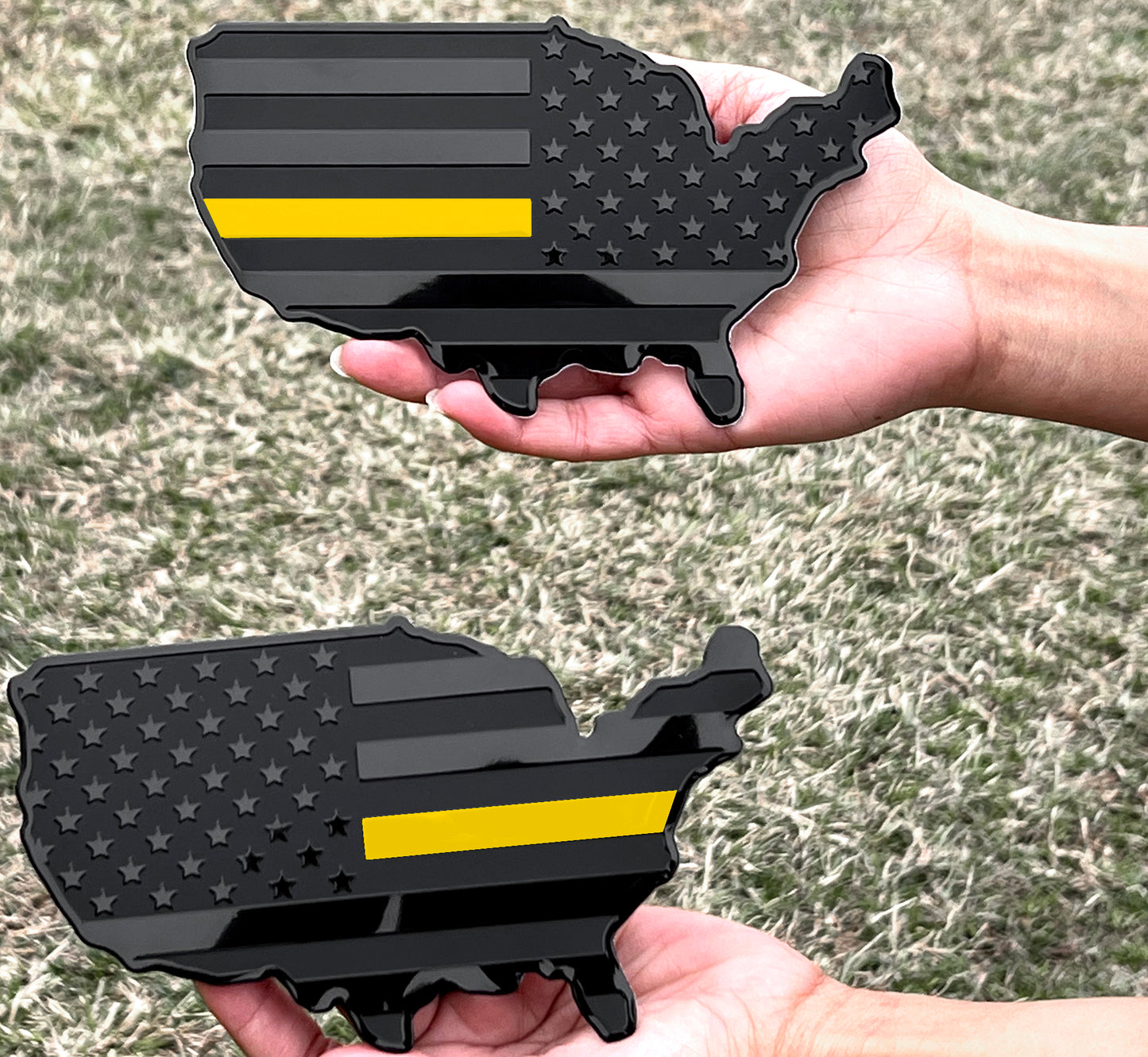 USA Metal Black Map Flag Forward and Reverse Fender Emblems for Cars Trucks (7"x4", Black)
