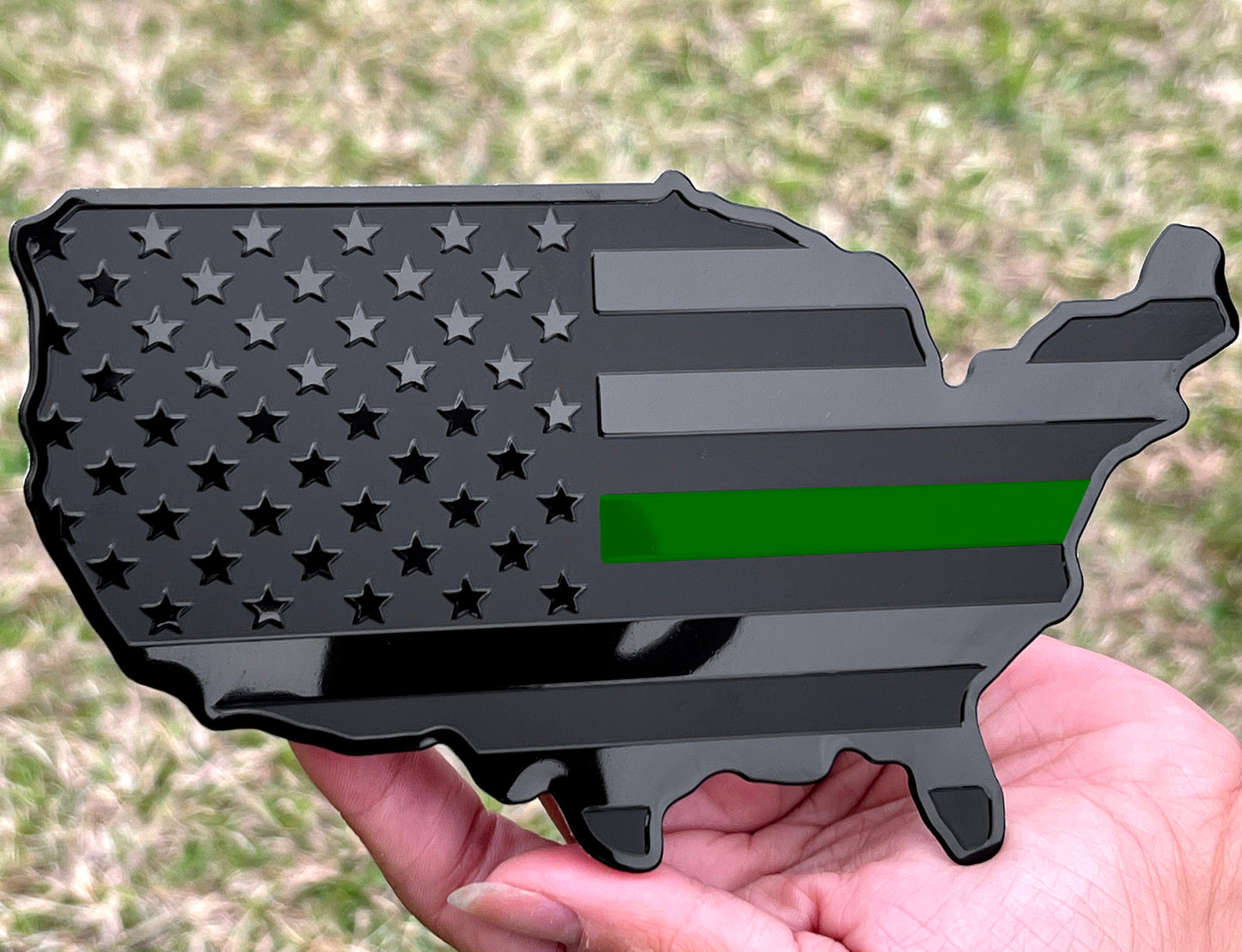 USA Metal Black Map Flag Forward and Reverse Fender Emblems for Cars Trucks (7"x4", Black)