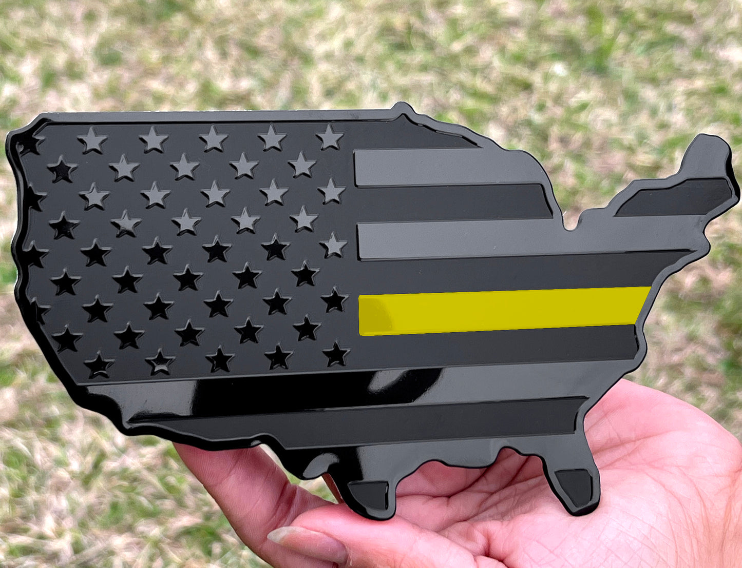 USA Metal Black Map Flag Forward and Reverse Fender Emblems for Cars Trucks (7"x4", Black)