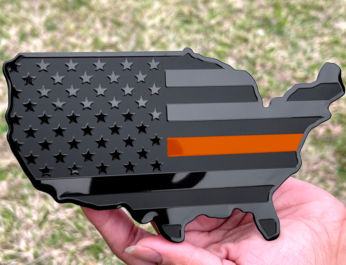 USA Metal Black Map Flag Forward and Reverse Fender Emblems for Cars Trucks (7"x4", Black)