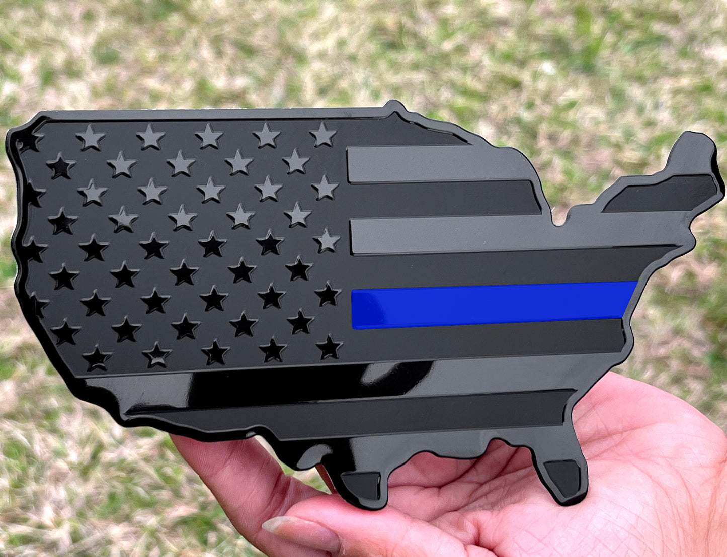 USA Metal Black Map Flag Forward and Reverse Fender Emblems for Cars Trucks (7"x4", Black)