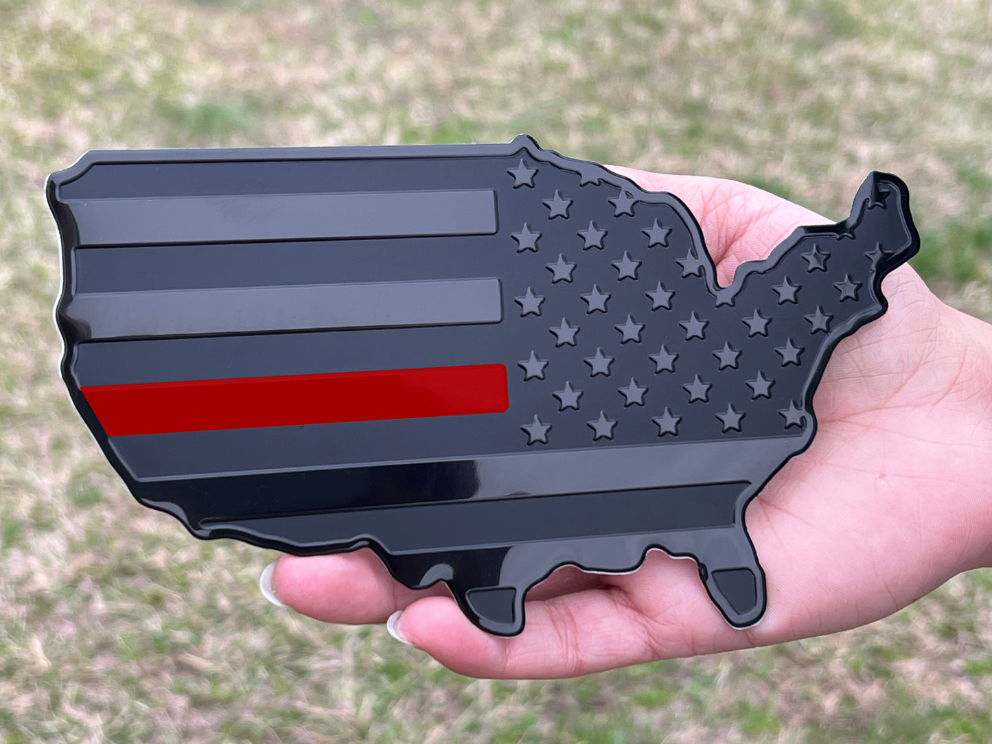 USA Metal Black Map Flag Forward and Reverse Fender Emblems for Cars Trucks (7"x4", Black)