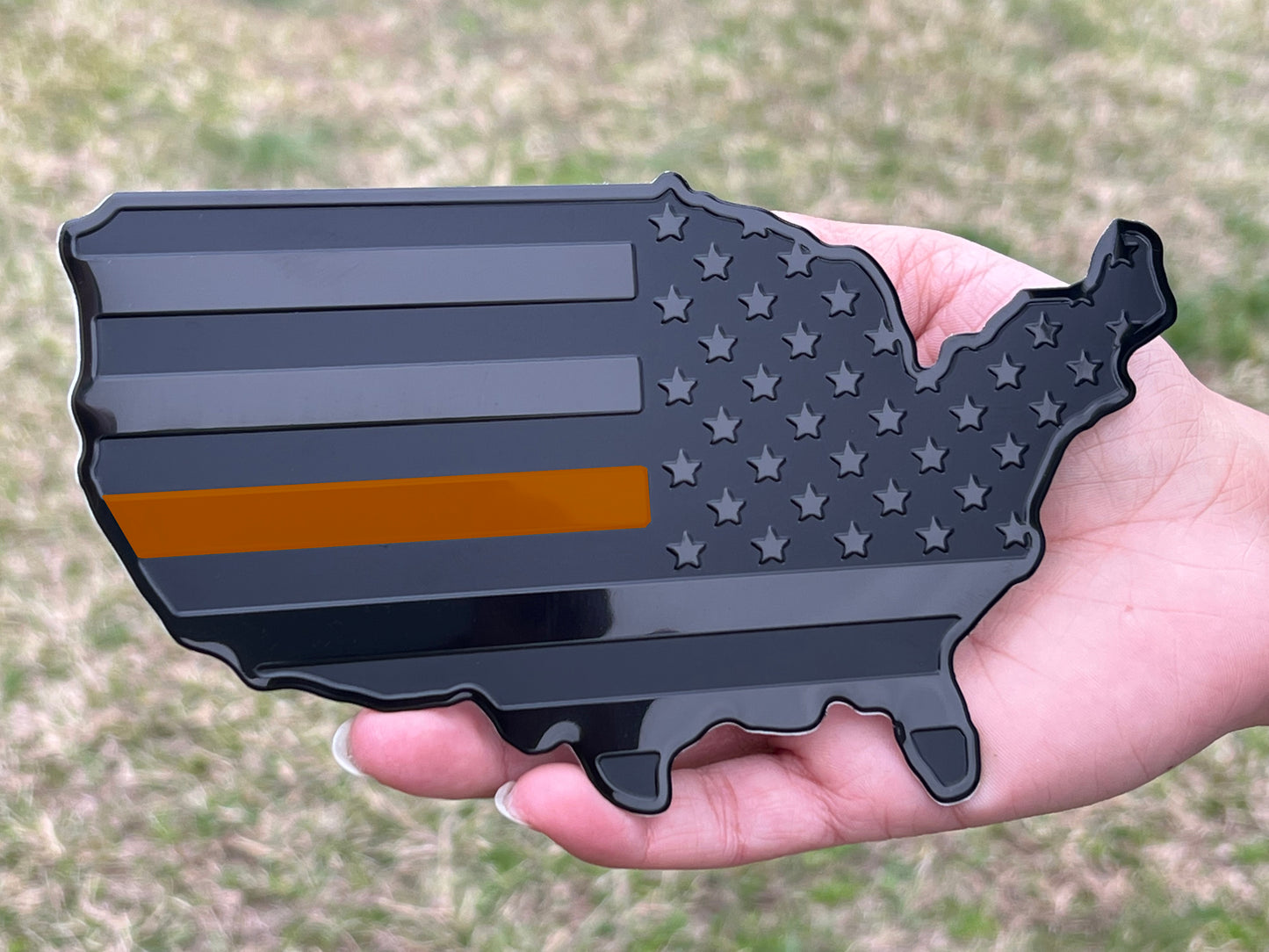 USA Metal Black Map Flag Forward and Reverse Fender Emblems for Cars Trucks (7"x4", Black)