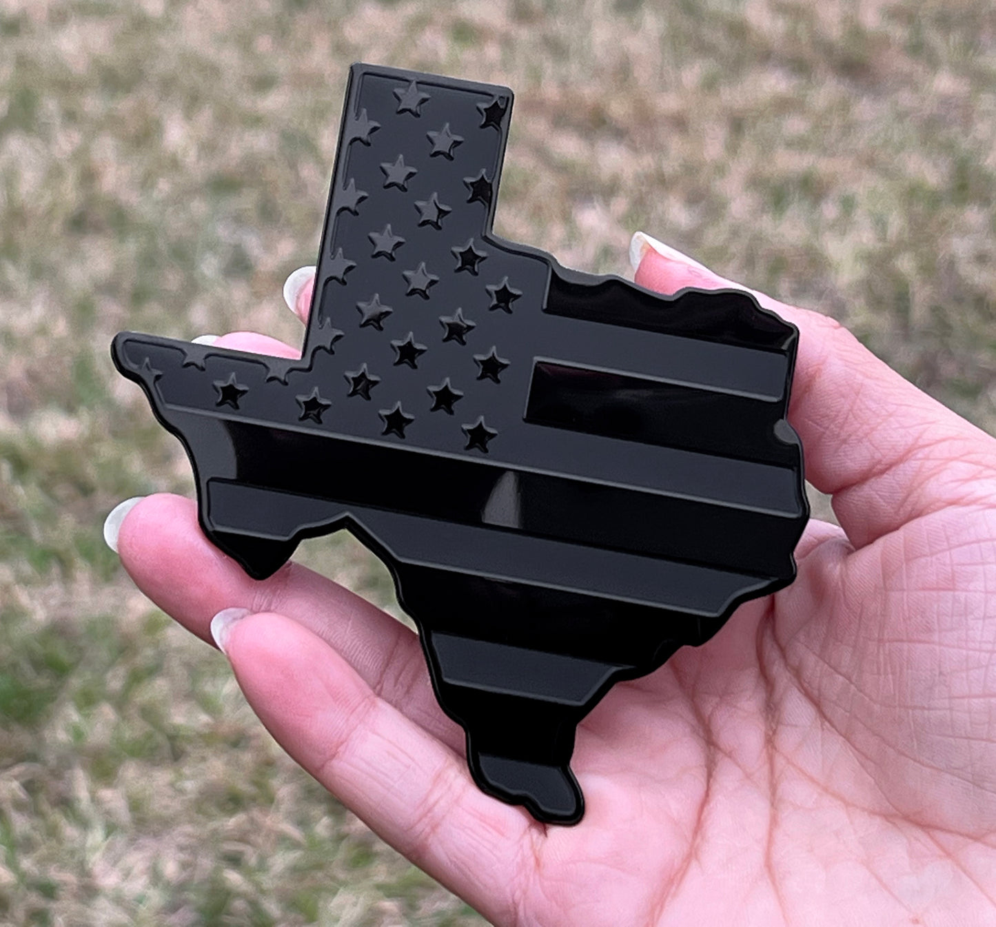 Texas State Black Flag Metal Auto Fender Emblem for Cars Trucks (3"x4", Black)