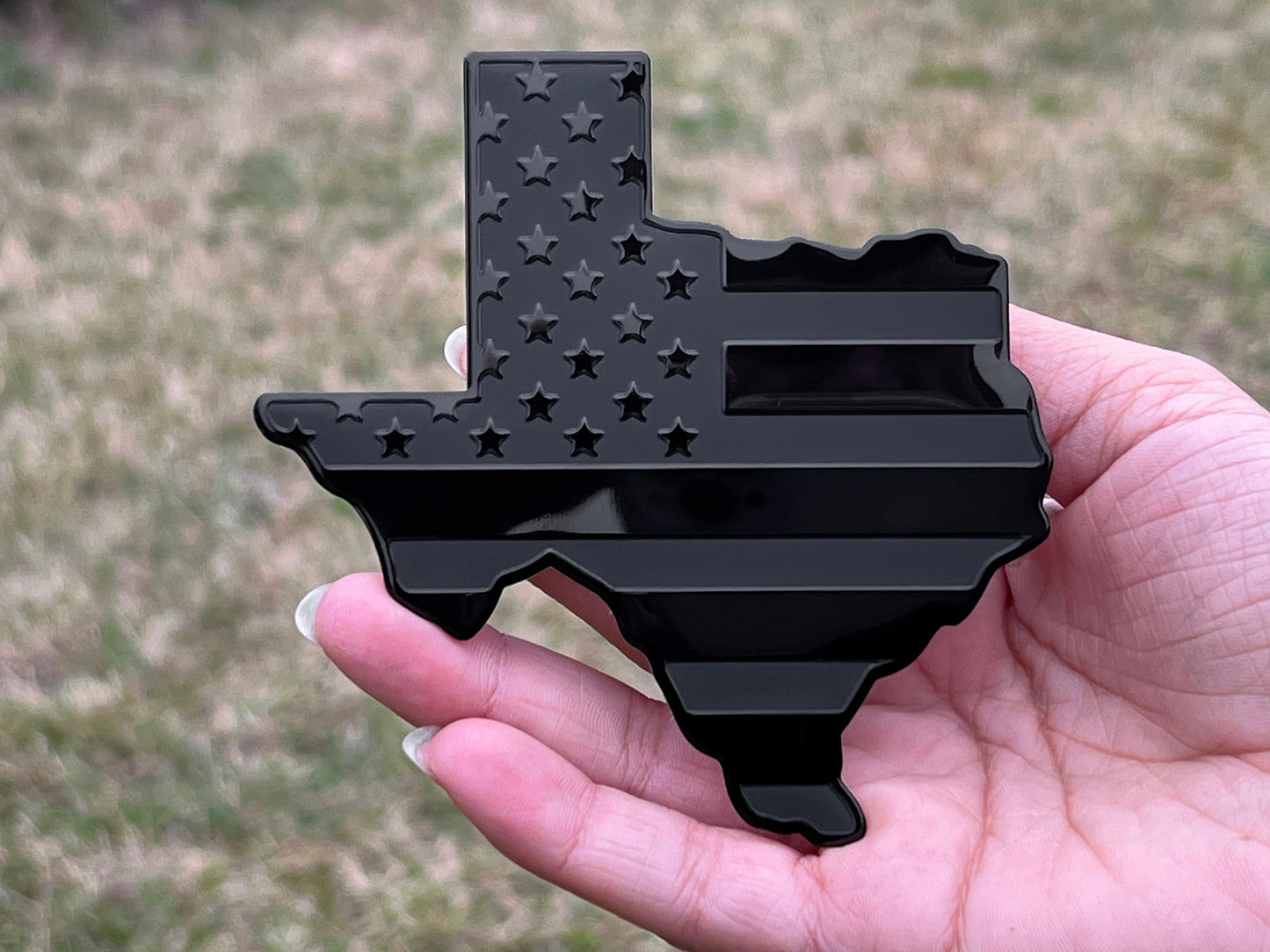 Texas State Black Flag Metal Auto Fender Emblem for Cars Trucks (3"x4", Black)