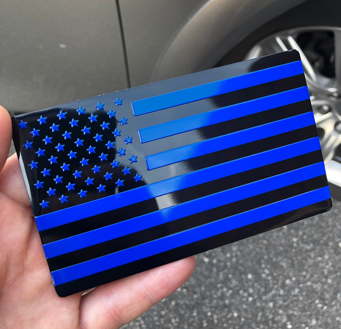 US Black Blue Flag Fender Emblem for Cars 5"x3" 1pcs