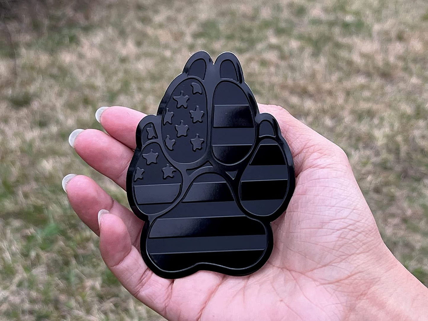 American Metal Flag Dog Paw K9 Unit Auto Fender Emblem for Cars Trucks (3"x4", Black)