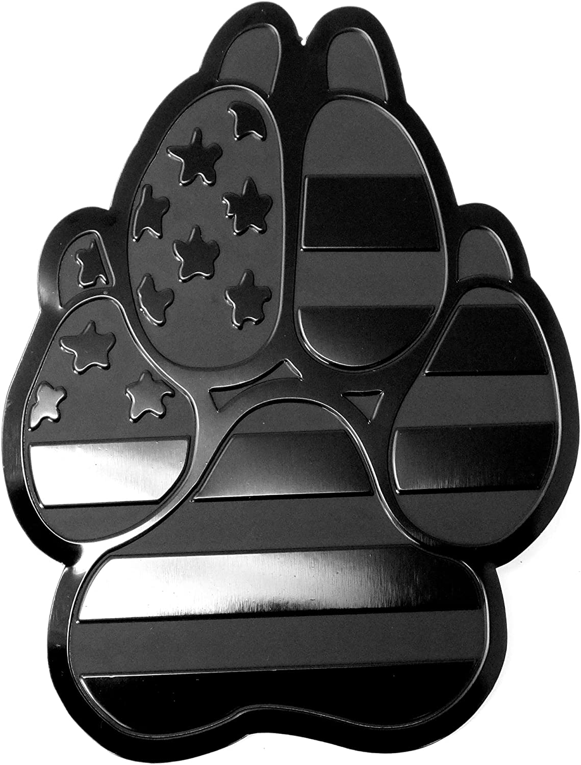 American Metal Flag Dog Paw K9 Unit Auto Fender Emblem for Cars Trucks (3"x4", Black)