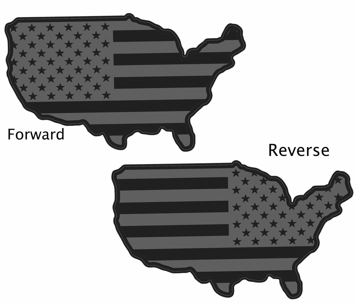 Magnet American Flag Map Reflective Auto Decal for Cars Trucks, 2pcs Forward and Reverse Set 7"x4"