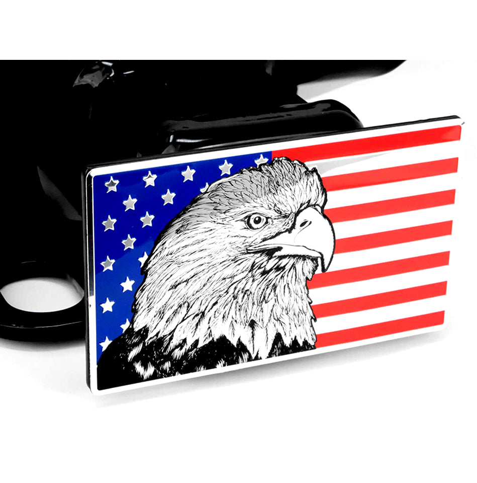 eVerHITCH Colored American Eagle Flag Metal Hitch Cover