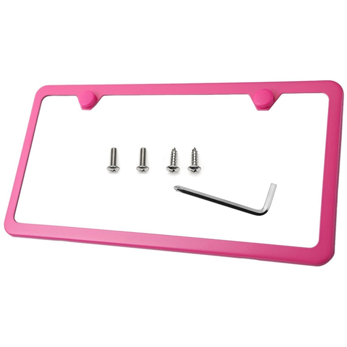 Premium UV Resistant Slim Style Stainless Steel License Plate Frame (2 Holes, Hot Pink)