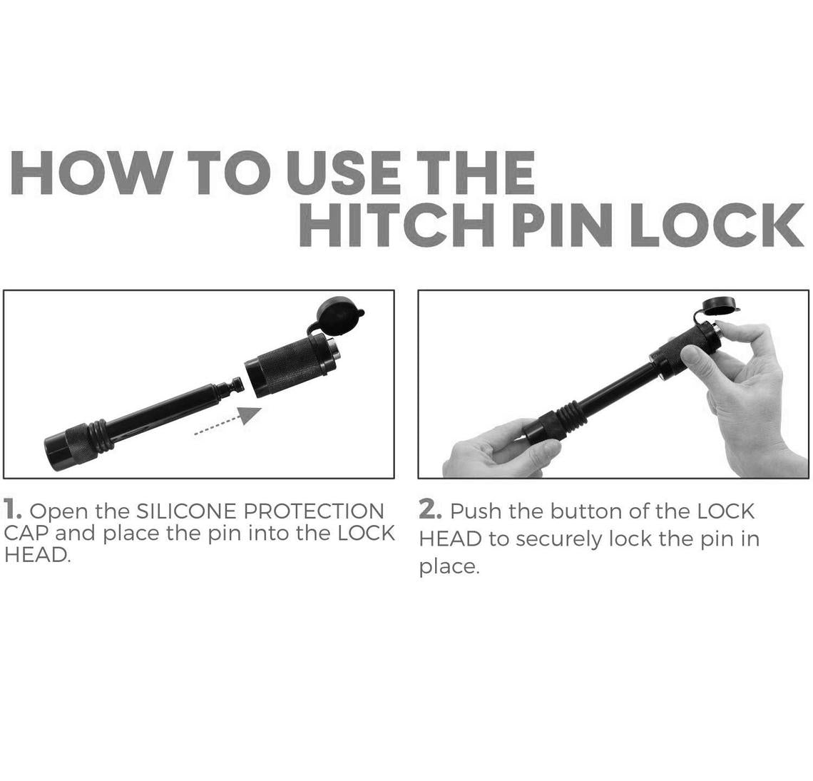 Heavy Duty Locking 5/8 Inch Hitch Pin for 2", 2 3/4" and 3" Inch Receiver Black